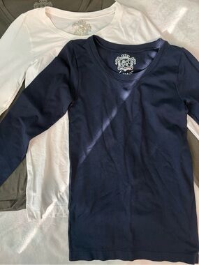 Two Sugarlips Long Sleeve Crew Neck Tops Navy + White One Size